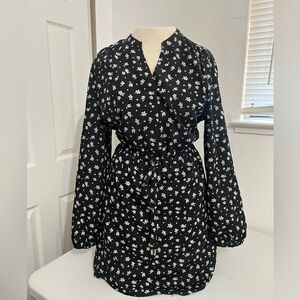 Fall dress, office wear, size large, drawstring waist. Long sleeve midi length